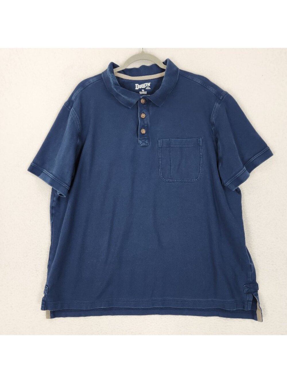 Duluth Trading Shirt Mens XL Blue Short Sleeve Relaxed Fit Cotton Pocket Polo